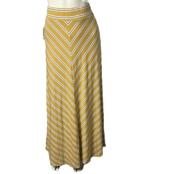 Westport Stripe Maxi Long Yellow Black White  Skirt Elastic Waist Size Medium - Picture 3 of 17